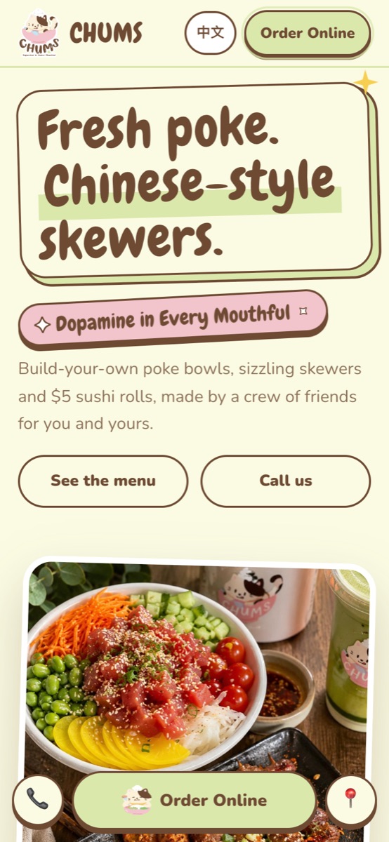 The CHUMS website on a phone
